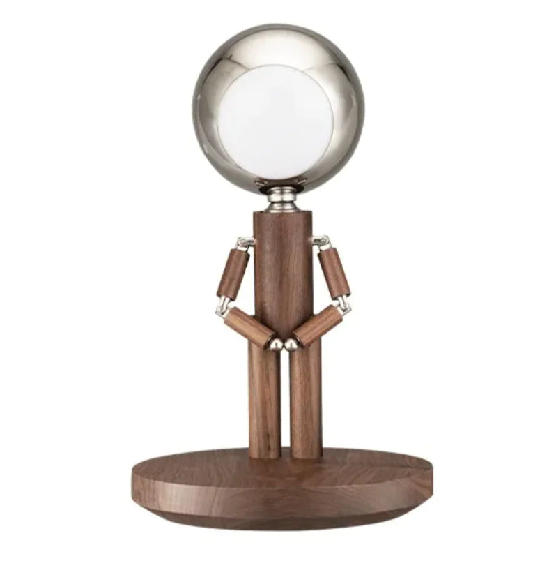 Solid Wooden Robot Moon Desk Bedside Lamp