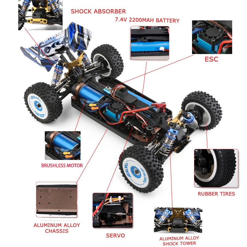 Wltoys 124017-V8 1/12 RC Car – 75KM/H, 4WD, Brushless Motor, Off-Road Drift