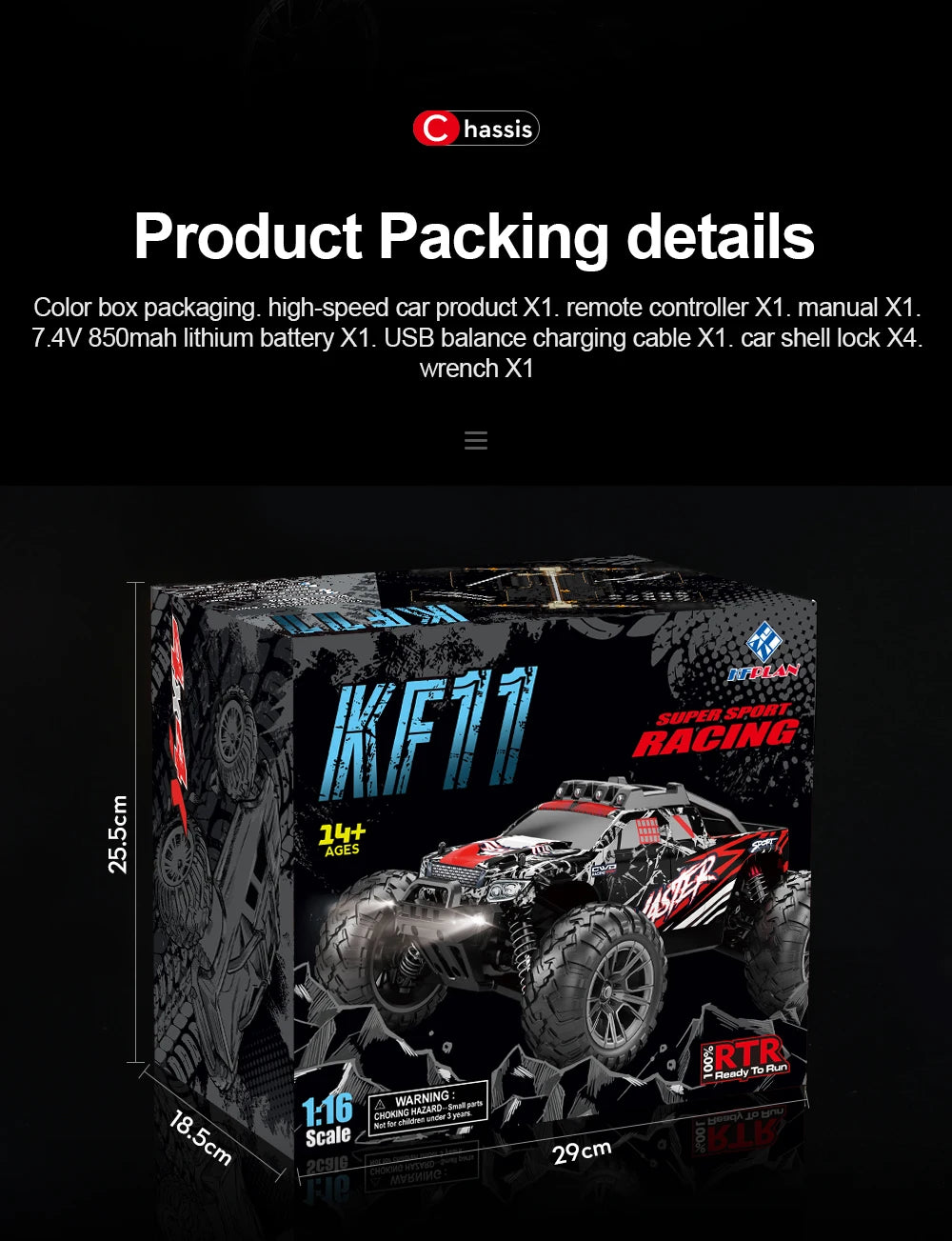KF11 4WD Brushless RC Car Off-Road Racing Truck with 33KM/H Speed