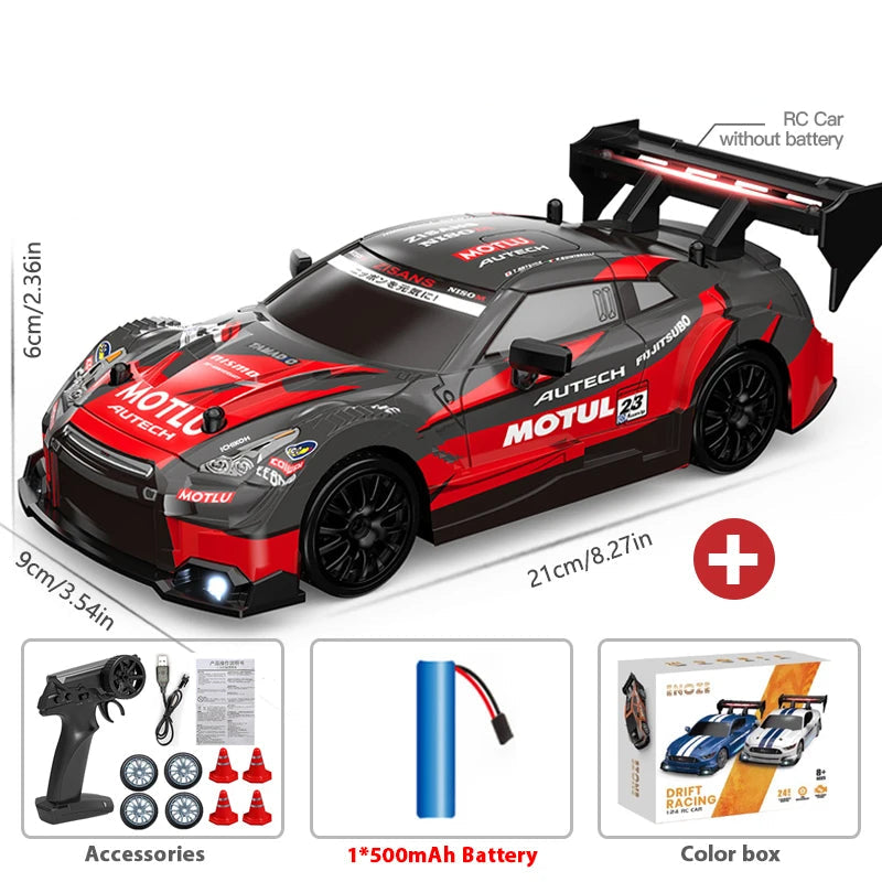 1:24 AE86 GTR 4WD Drift RC Car with LED Lights & Dual Tire Sets