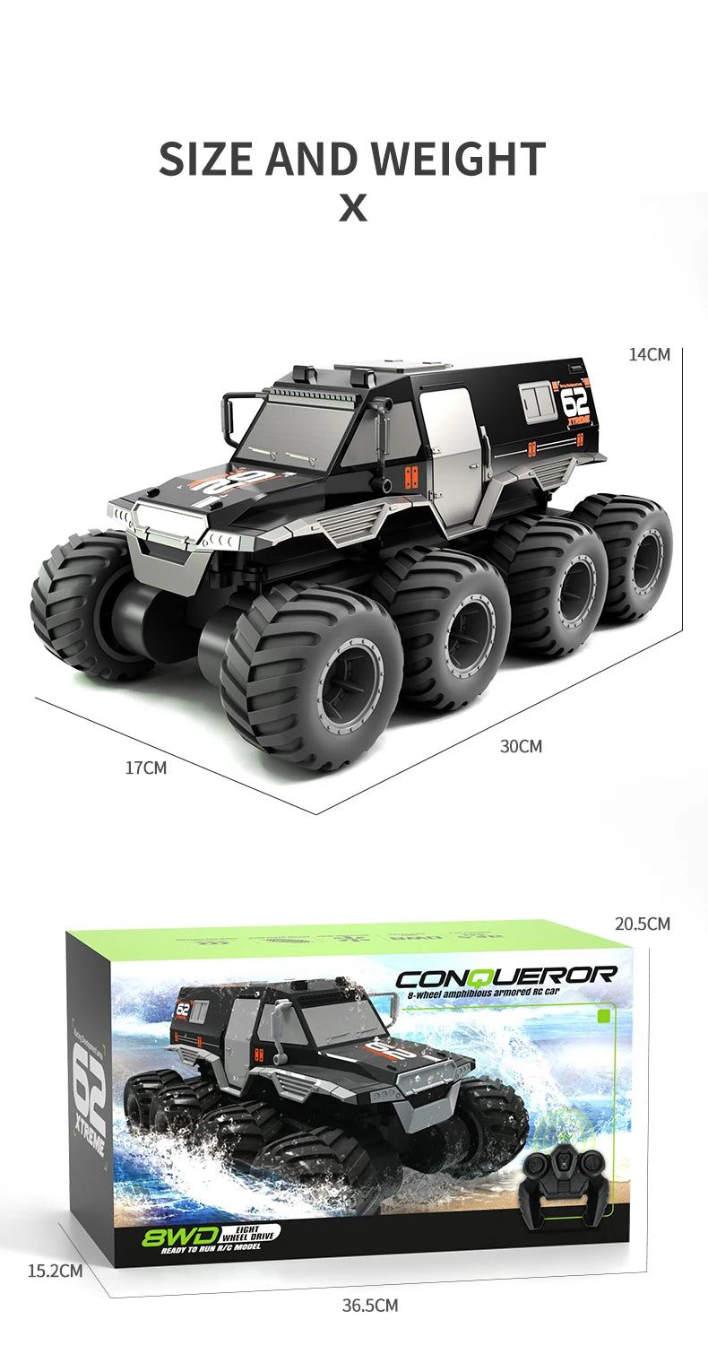 JJRC Q137 8WD Amphibious RC Car with 2.4GHz Remote – 30min Playtime