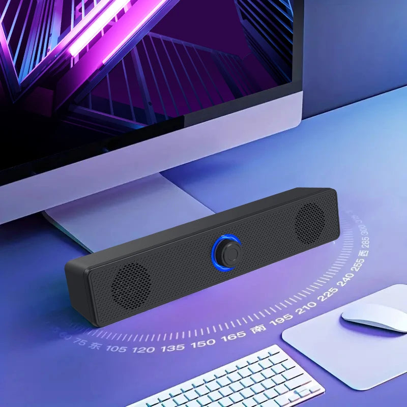 Desktop Dual Speakers with Wired AUX & Bluetooth, LED Stereo Sound