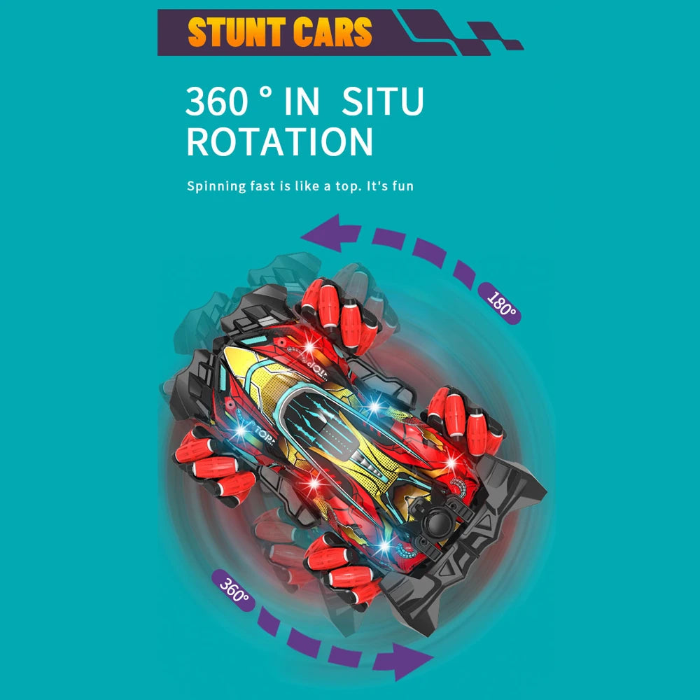 Remote Control Spray Stunt Car with Lights, Music, 3 Controllers & Drift