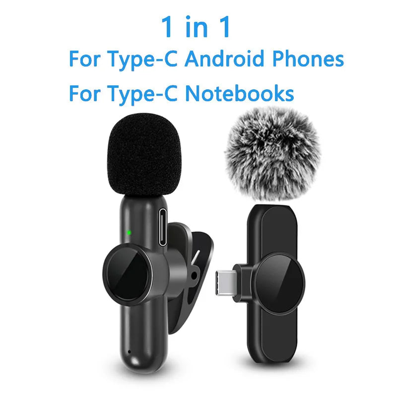 2.4G Wireless Lavalier Noise Cancelling Clip-on Microphone for iPhone, Android