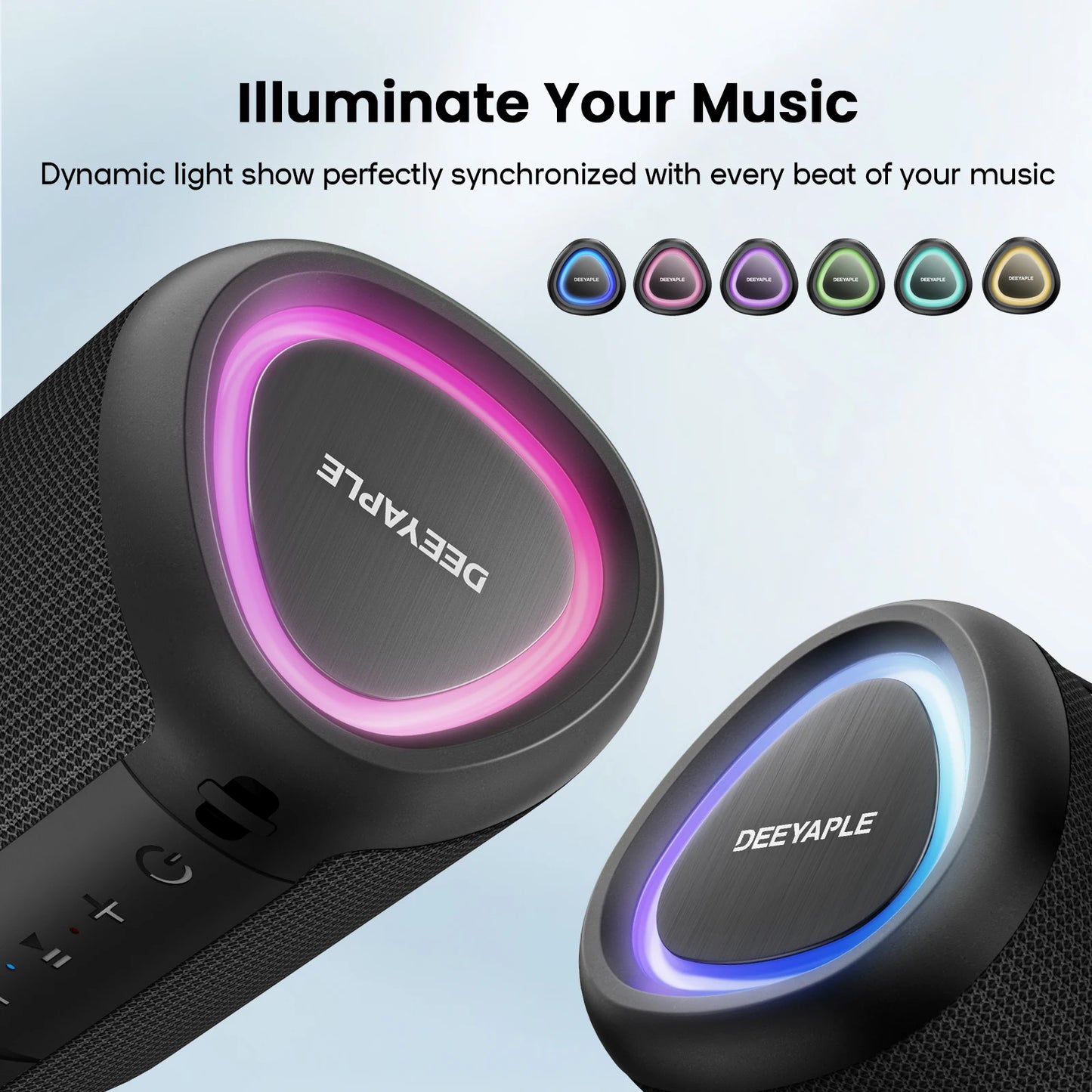 WISETIGER DEEYAPLE A46 Mini Bluetooth Speaker – TWS, LED, 10W Bass, IPX4 Waterproof