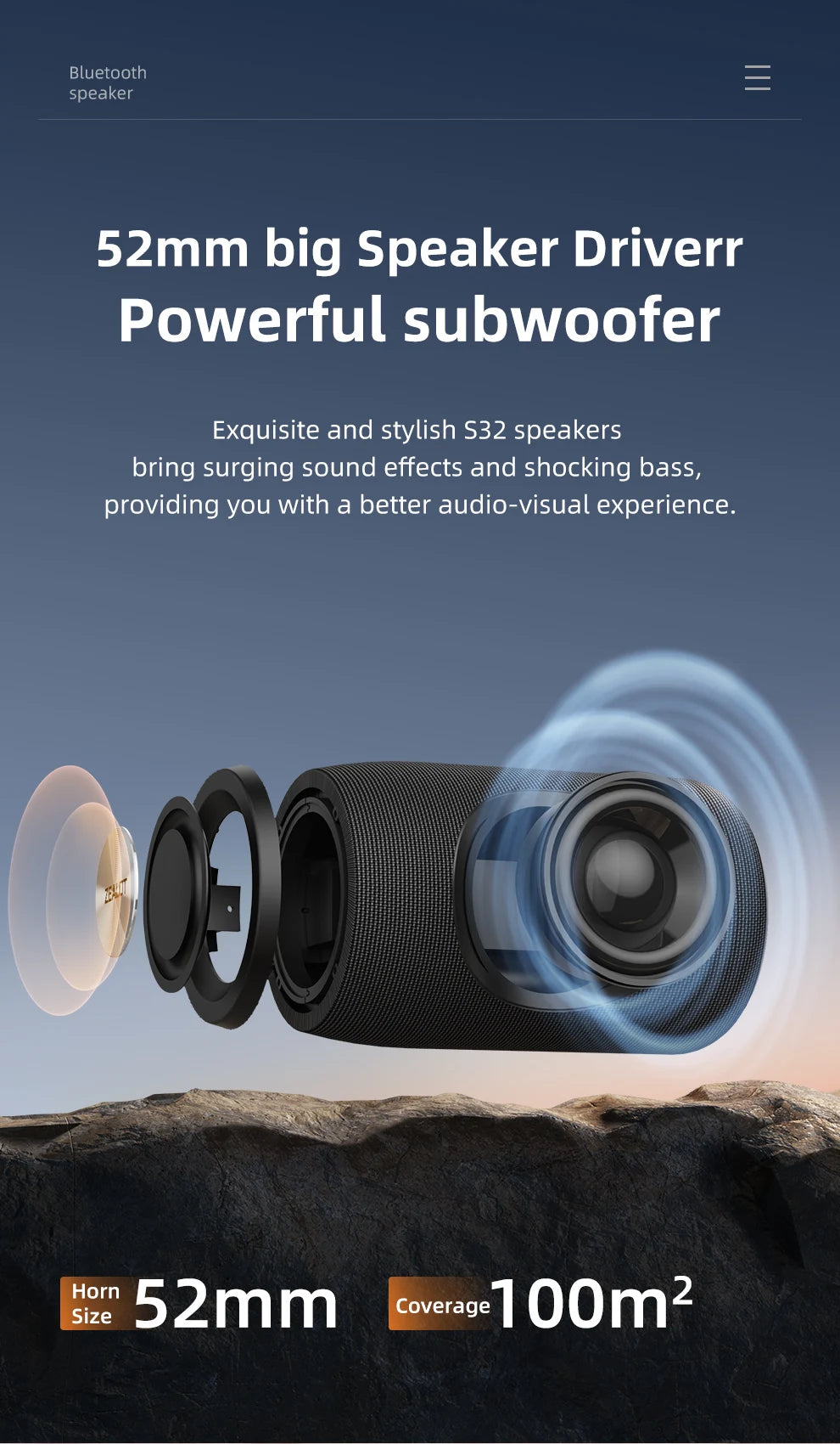 Zealot S32 Mini Bluetooth Speaker with Bass, FM, TF & TWS Support