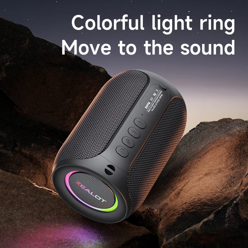 Zealot S32PRO Bluetooth 5.2 Waterproof Speaker with 15W Bass & LED