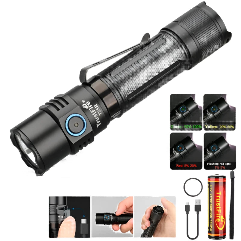 TrustFire T21R Tactical Rechargeable Flashlight 2600lm