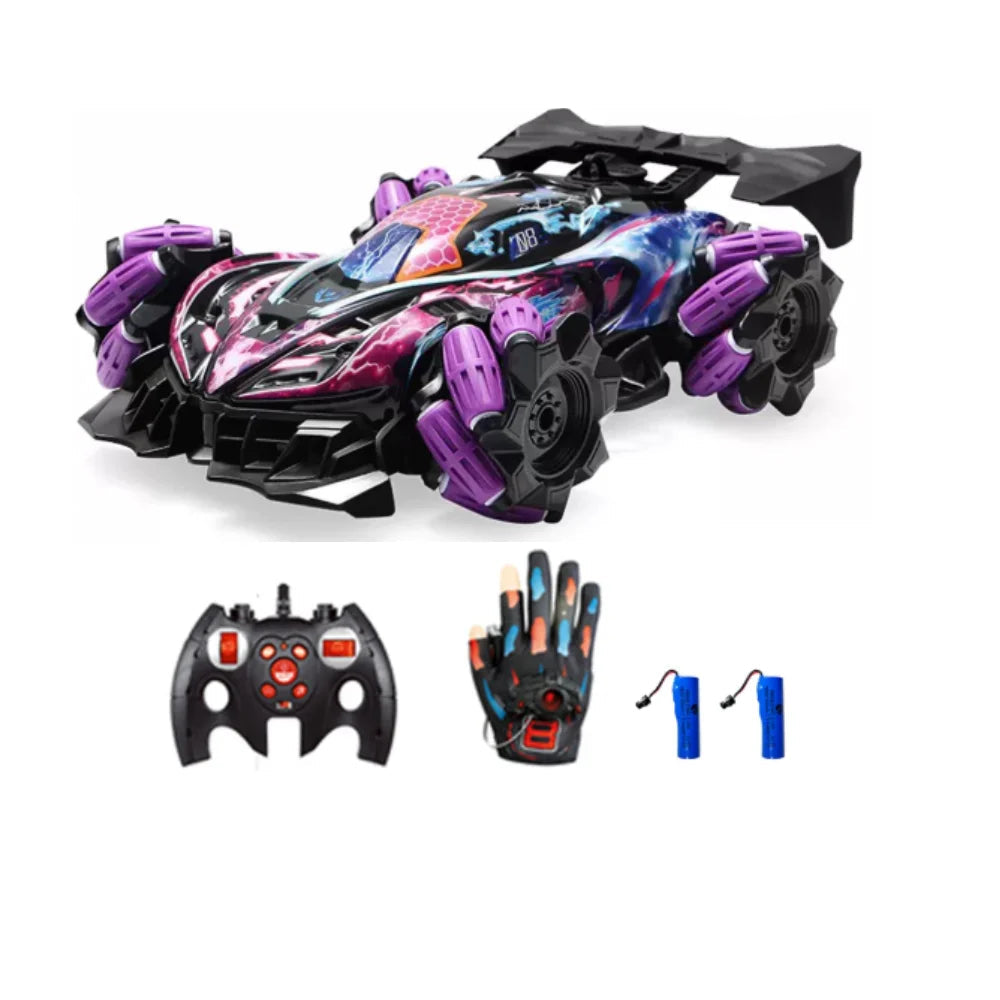 Remote Control Spray Stunt Car with Lights, Music, 3 Controllers & Drift