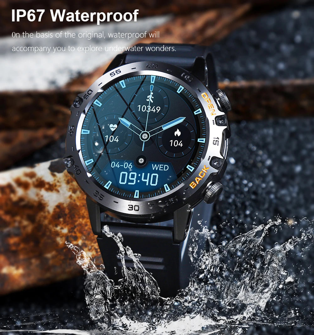 Men Smart Watches for iOS Android MD52 Sports Fitness Tracker Waterproof 1.39