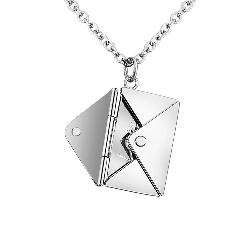 Love Letter Envelope Pendant Necklace Customized Stainless Steel Valentines/Mother's Day