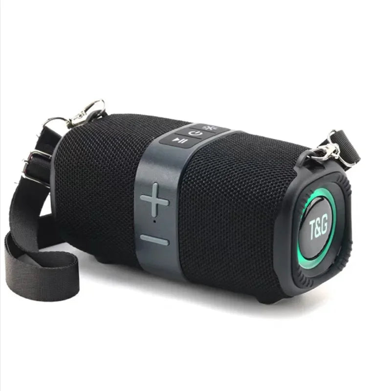 T&G Crossbody Bluetooth Speaker with LED Light & FM/USB/AUX Support