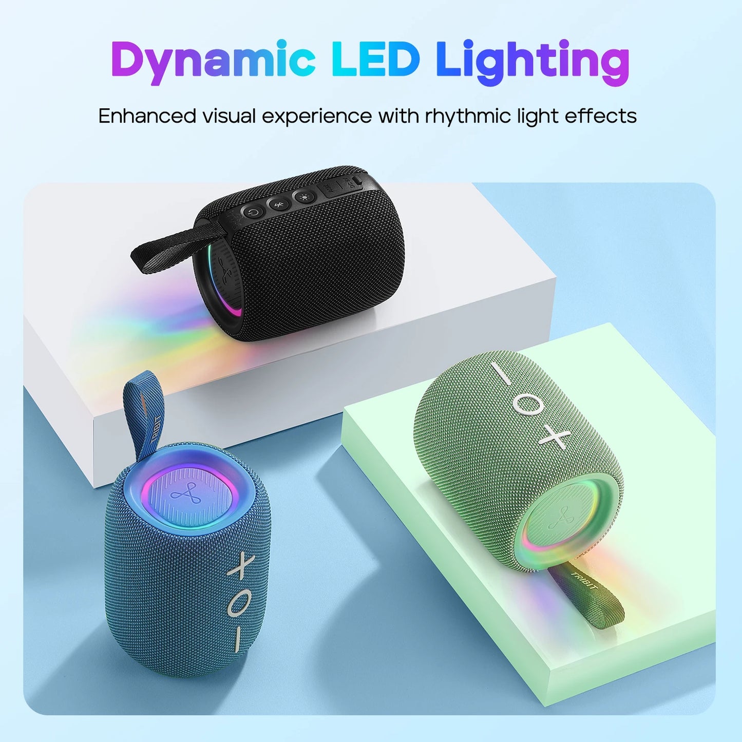 TRIBIT StormBox Mini 12W Bluetooth Speaker with 360° Sound, LED Lights