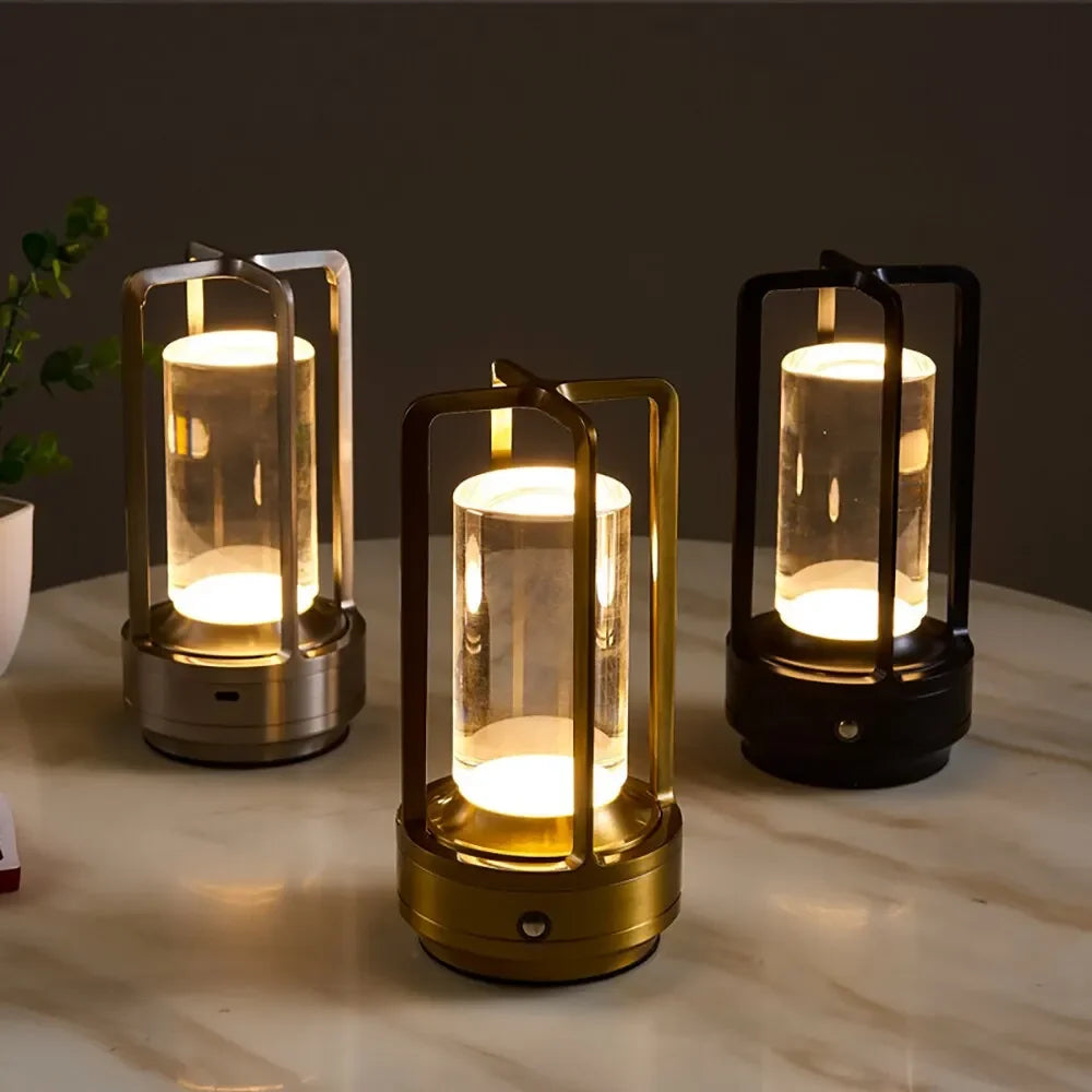 Led Crystal Table Lantern Lamp Outdoor Restaurant Bedside Light