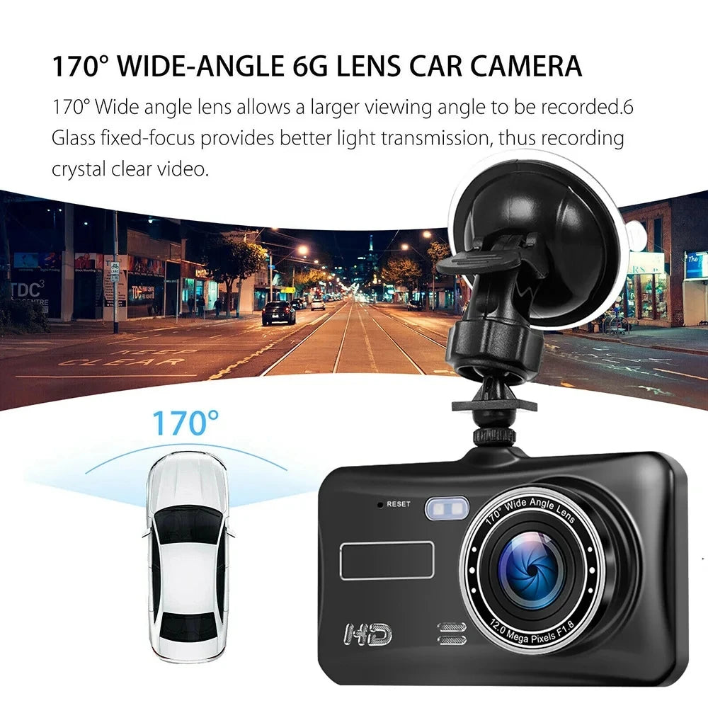 4" In Car Camera Recorder Dual Front and Rear HD 1080P Dash Cam Night Vision 32GB UK