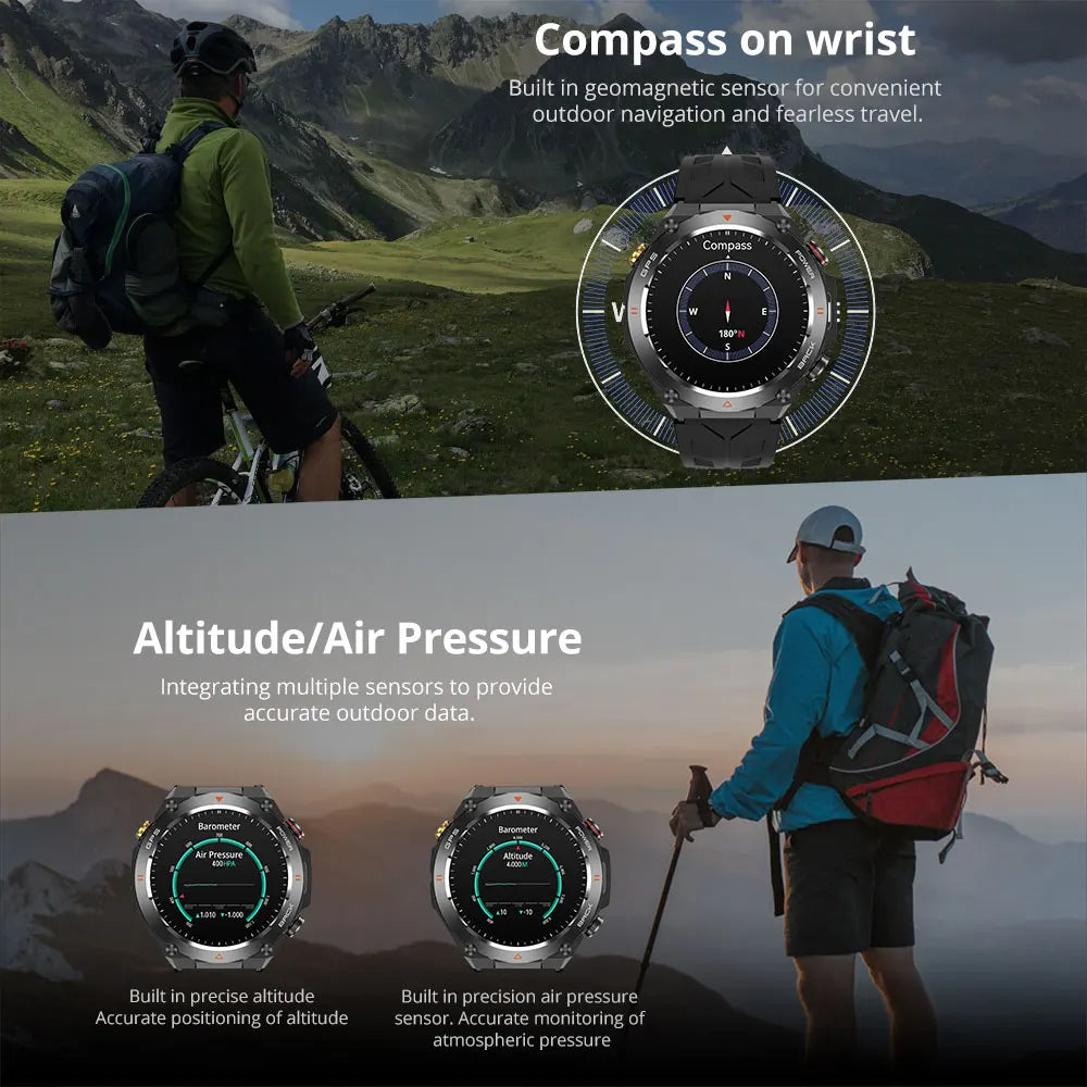 V75 Military Grade Outdoor Smartwatch GPS, 650mAh