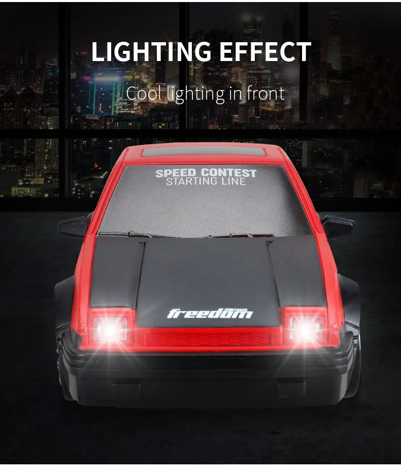 1:24 AE86 GTR 4WD Drift RC Car with LED Lights & Dual Tire Sets