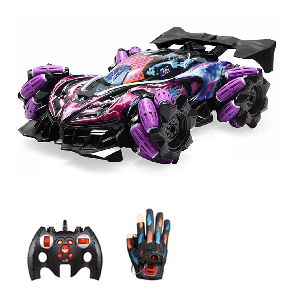 Remote Control Spray Stunt Car with Lights, Music, 3 Controllers & Drift