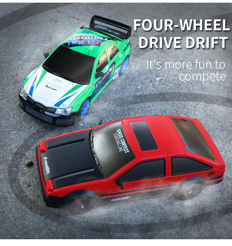 1:24 AE86 GTR 4WD Drift RC Car with LED Lights & Dual Tire Sets