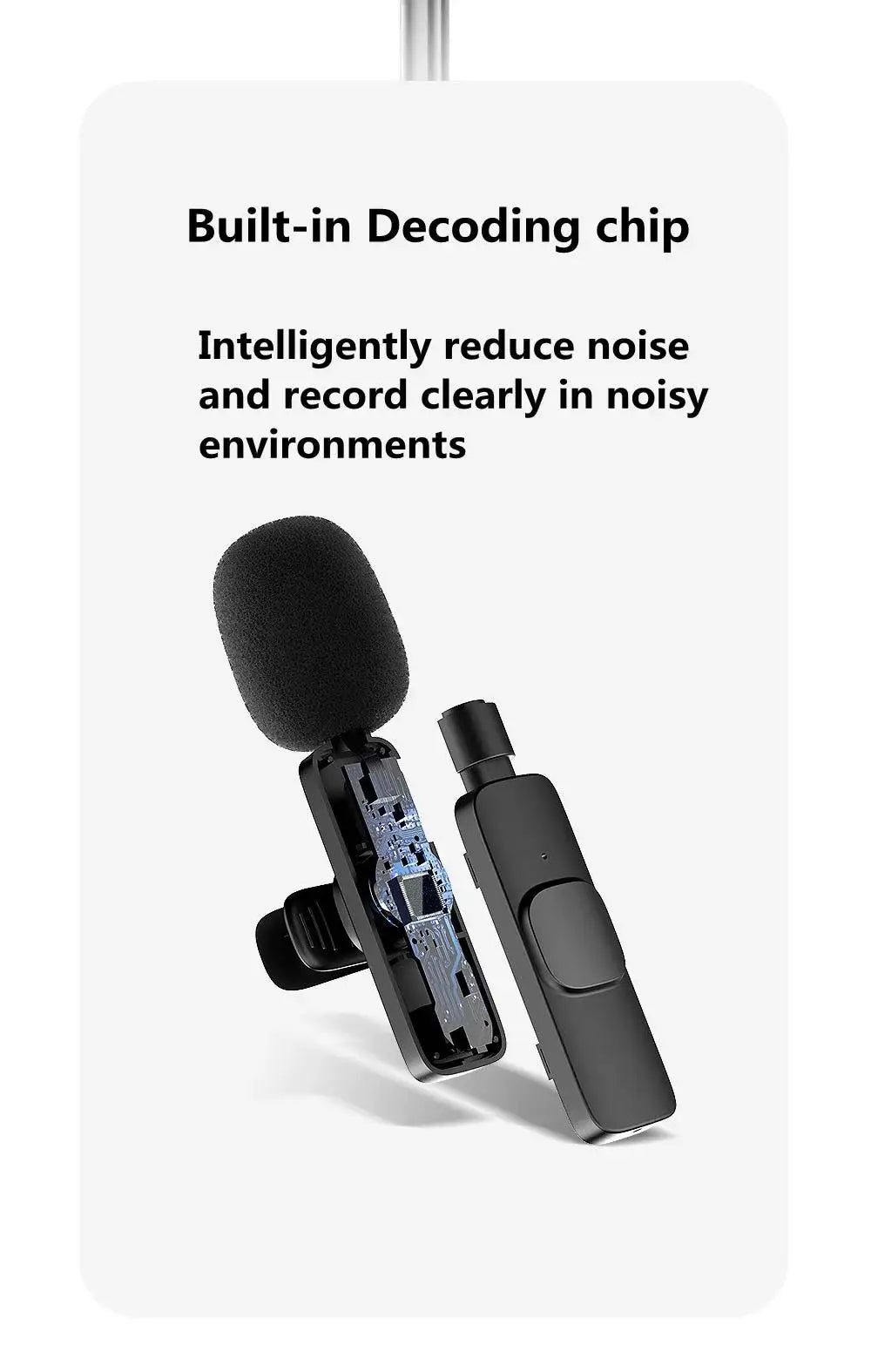 Wireless Lavalier Microphone – Mini Portable Mic for Android/iPhone