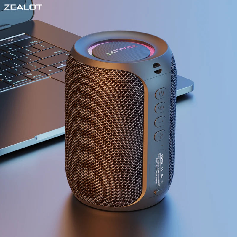 Zealot S32PRO Bluetooth 5.2 Waterproof Speaker with 15W Bass & LED