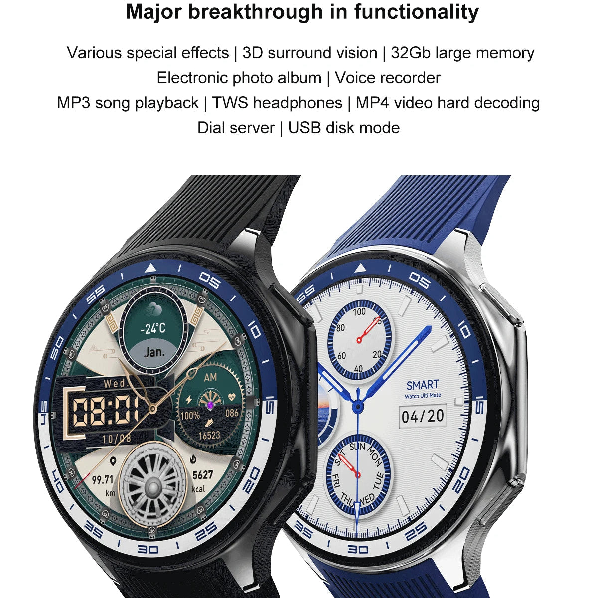 ProX SmartWatch with 32GB, ECG/SpO2/BP Measurement