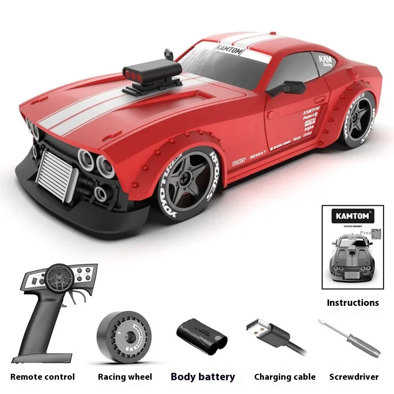 KAMTOM 1/32 4WD RC Drift Car – 30KM/H, Gyro Stabilization, LED Lights