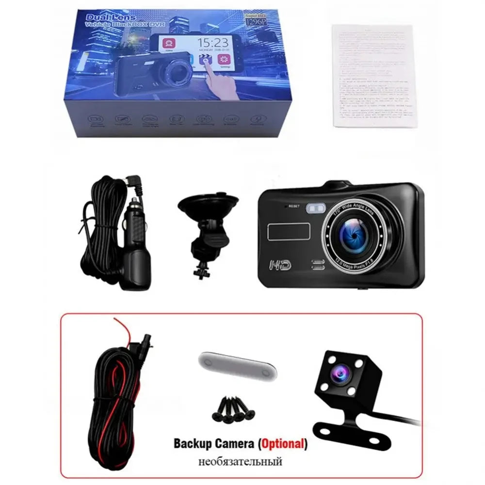 4" In Car Camera Recorder Dual Front and Rear HD 1080P Dash Cam Night Vision 32GB UK