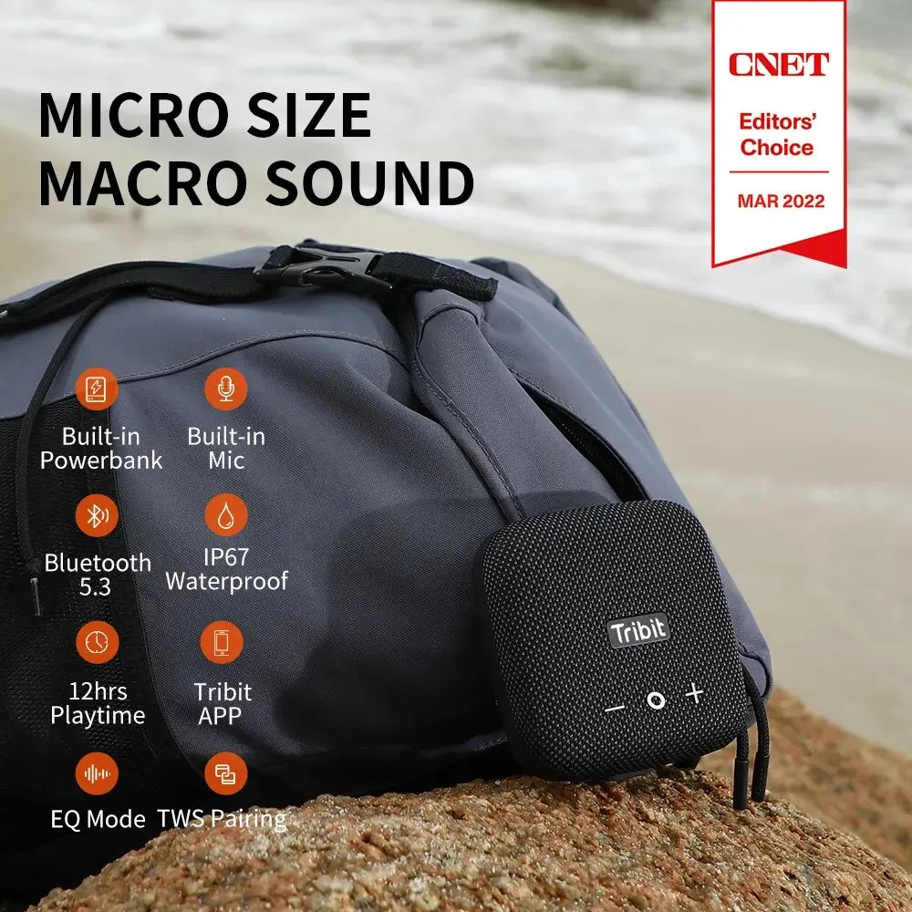 Tribit StormBox Micro 2 Bluetooth Speaker with Deep Bass & Strap – IP67 Waterproof