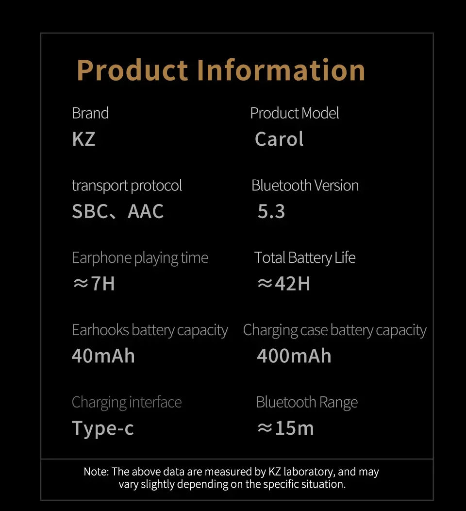 KZ Carol TWS Bluetooth 5.3 Earbuds – 6-Mic ANC, HiFi, 42H Battery