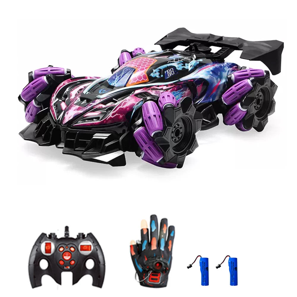 Remote Control Spray Stunt Car with Lights, Music, 3 Controllers & Drift
