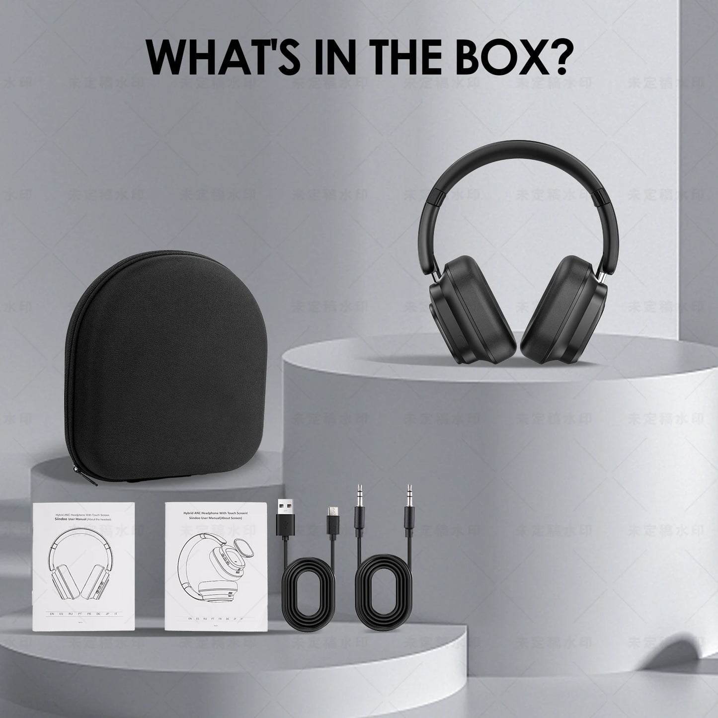 Hybrid Wireless Headphones with LED Touch Display & ANC
