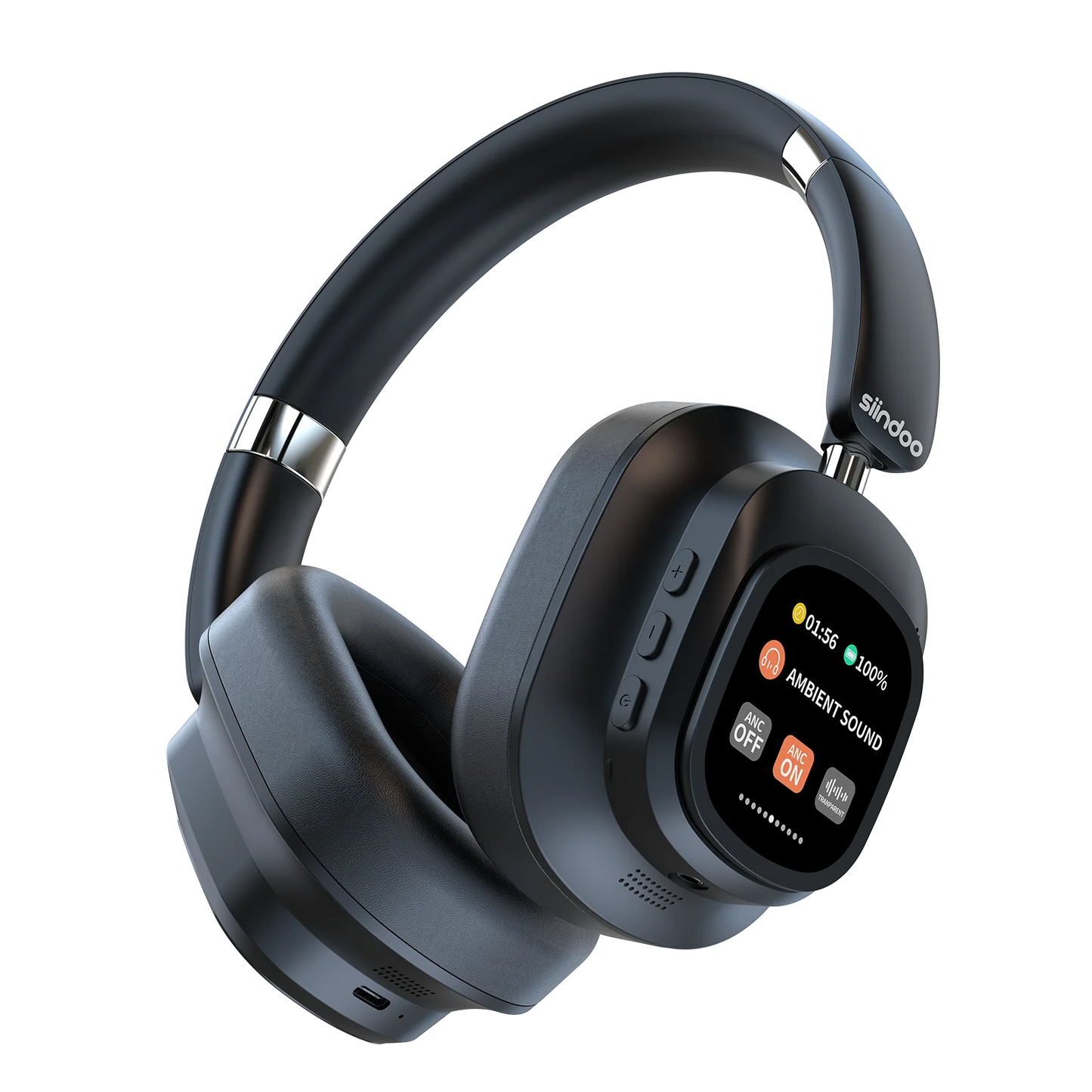 Hybrid Wireless Headphones with LED Touch Display & ANC