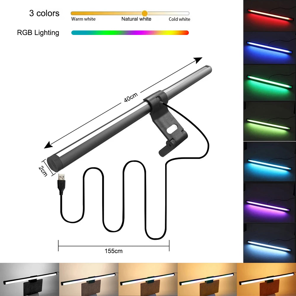 RGB LED Monitor Light Bar 30-44cm Screen Hanging Dimmable