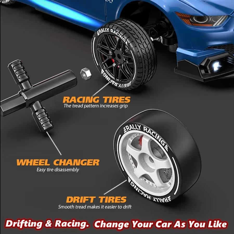 1:24 AE86 GTR 4WD Drift RC Car with LED Lights & Dual Tire Sets