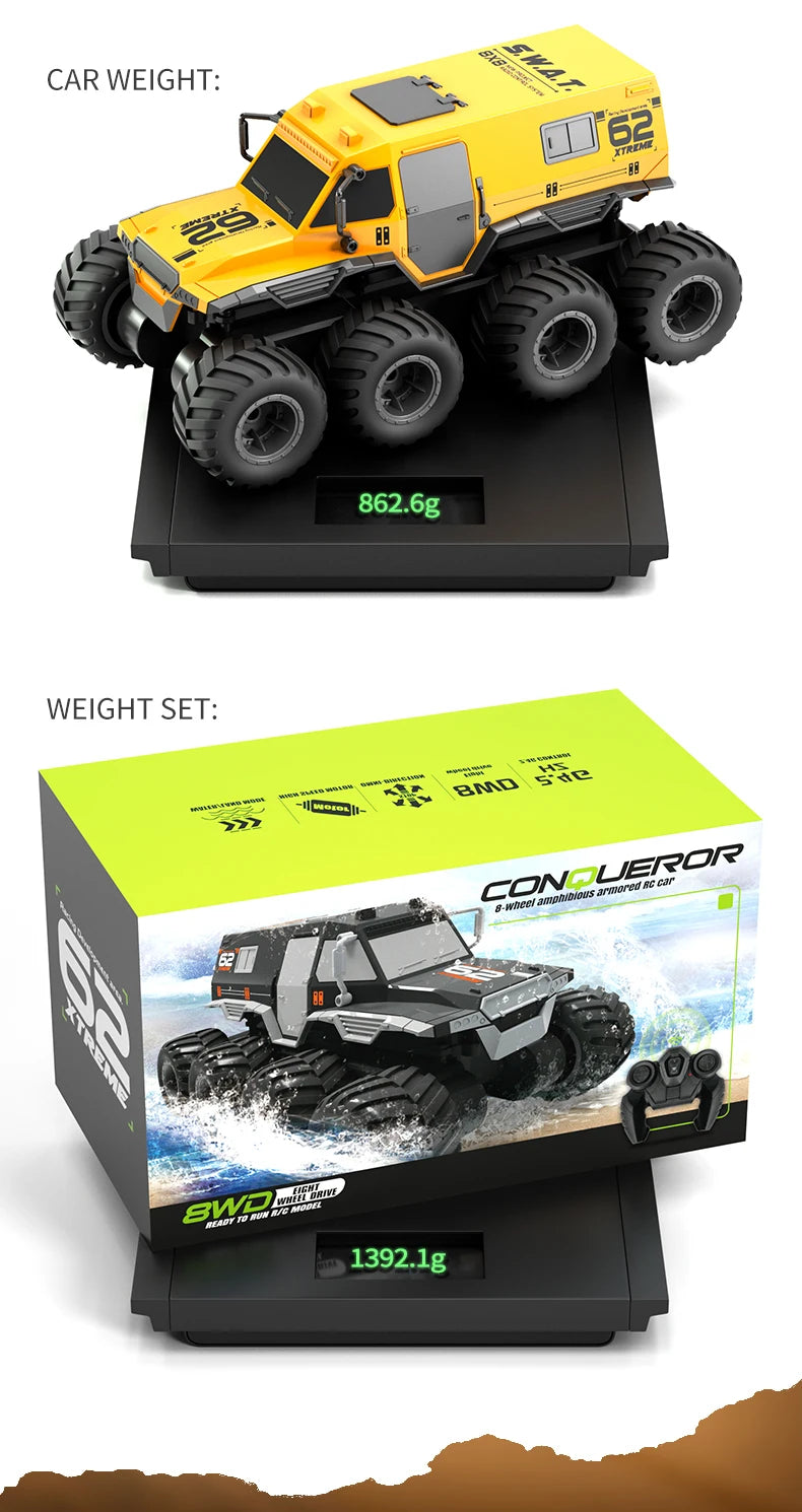 JJRC Q137 8WD Amphibious RC Car with 2.4GHz Remote – 30min Playtime