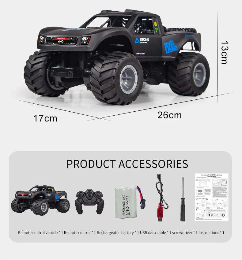 JJRC 4WD Amphibious RC Car – Waterproof, Off-Road, Stunt Climbing Truck