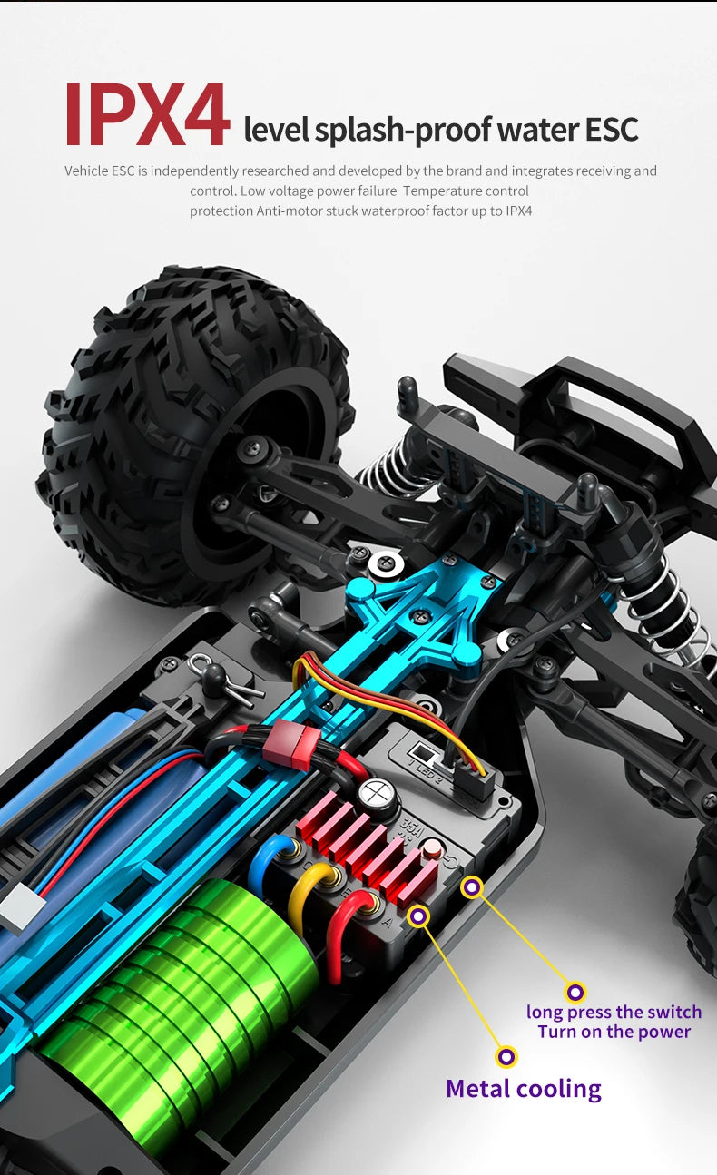 SCY 1:16 4WD 70KM/H or 50KM/H Brushless RC Drift Truck with LED Lights