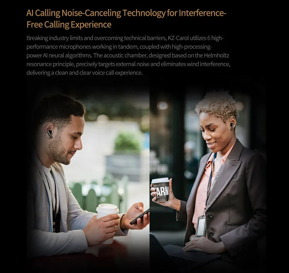 KZ Carol TWS Bluetooth 5.3 Earbuds – 6-Mic ANC, HiFi, 42H Battery