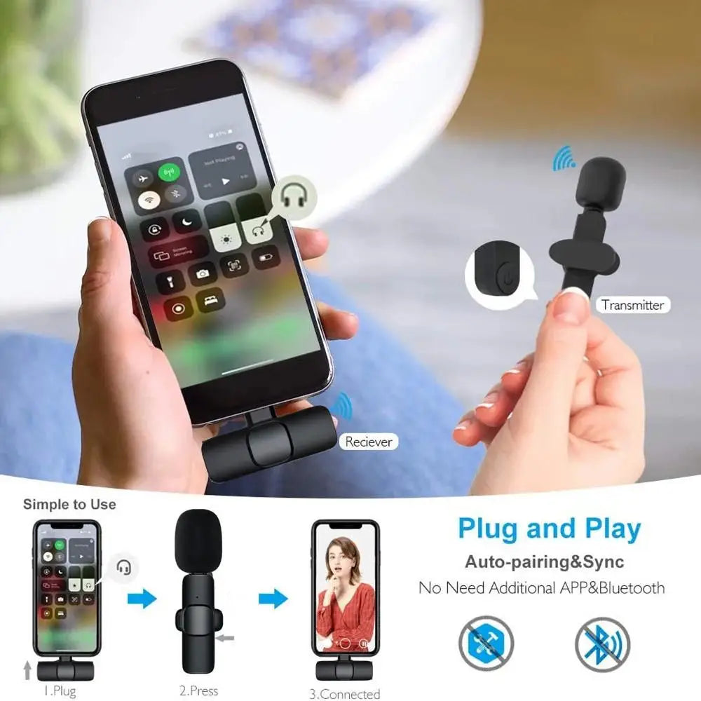 Wireless Lavalier Microphone – Mini Portable Mic for Android/iPhone