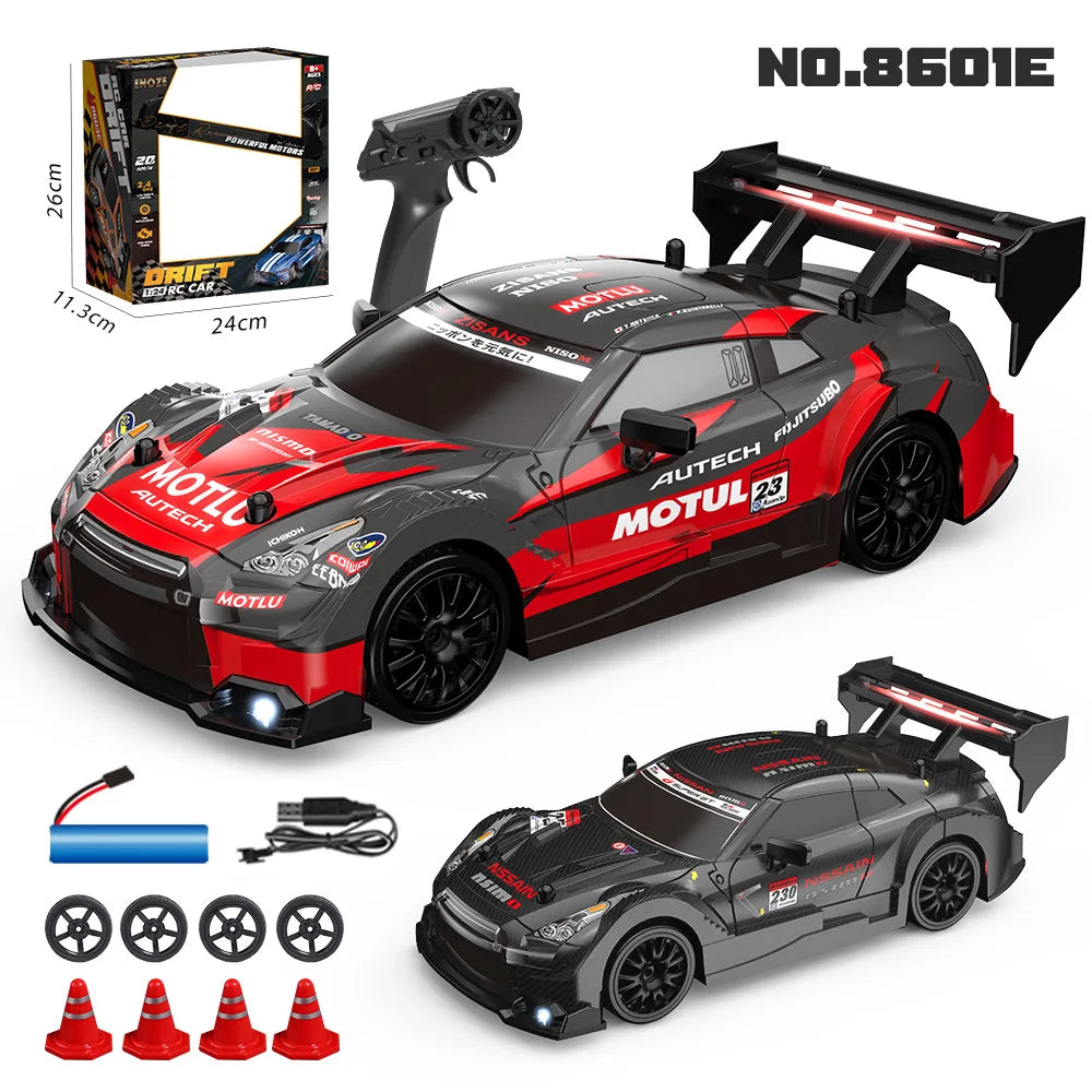 1:24 AE86 GTR 4WD Drift RC Car with LED Lights & Dual Tire Sets