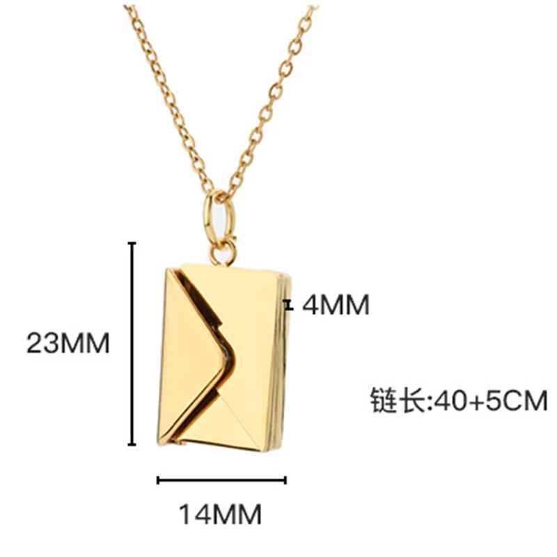 Love Letter Envelope Pendant Necklace Customized Stainless Steel Valentines/Mother's Day