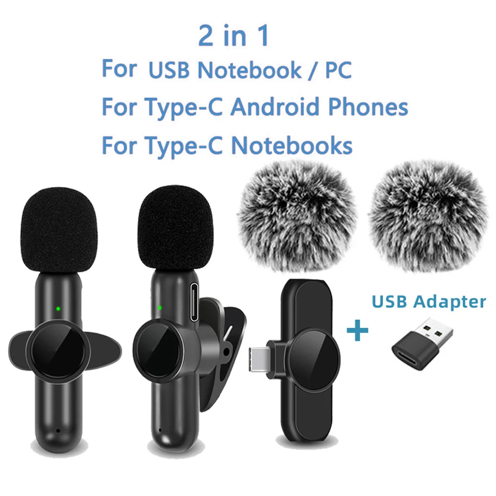 2.4G Wireless Lavalier Noise Cancelling Clip-on Microphone for iPhone, Android