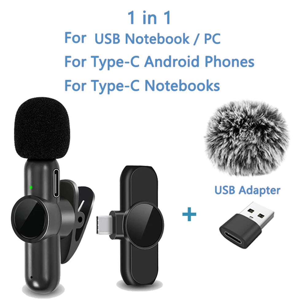 2.4G Wireless Lavalier Noise Cancelling Clip-on Microphone for iPhone, Android