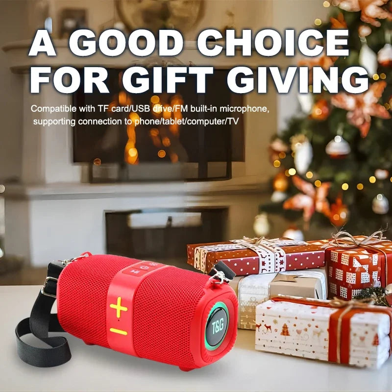 T&G Crossbody Bluetooth Speaker with LED Light & FM/USB/AUX Support