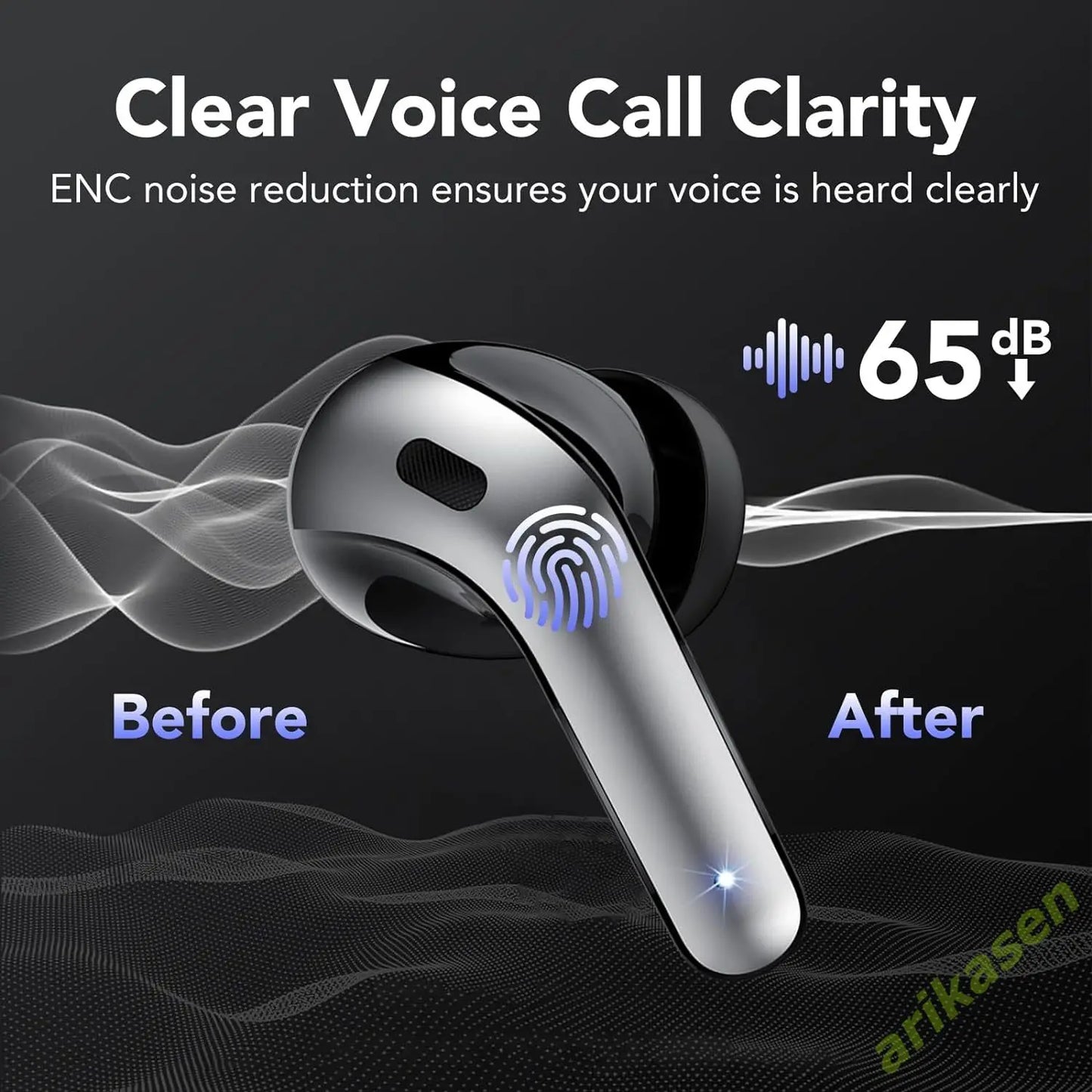 Wireless Bluetooth Earbuds – 52H Playtime, 4-Mic Noise Cancelling