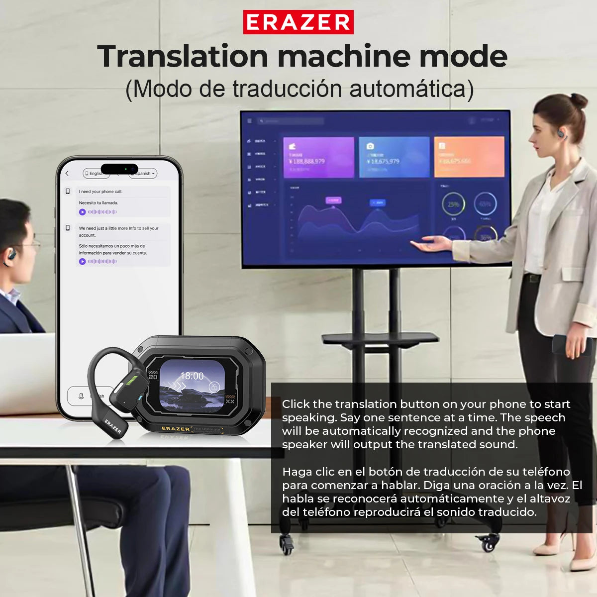 ERAZER XP6 AI Translation Earphones with ASMR Mode & 16mm Drivers