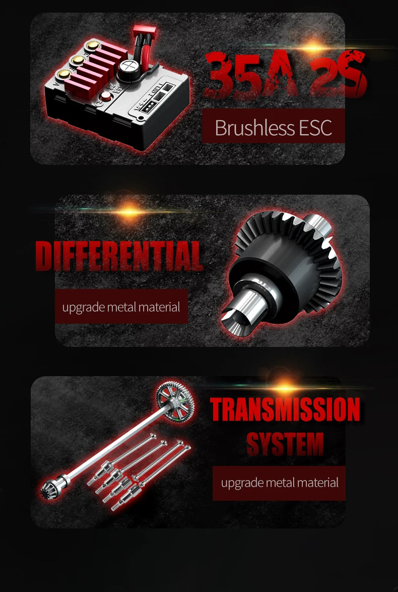 SCY 1:16 4WD 70KM/H or 50KM/H Brushless RC Drift Truck with LED Lights