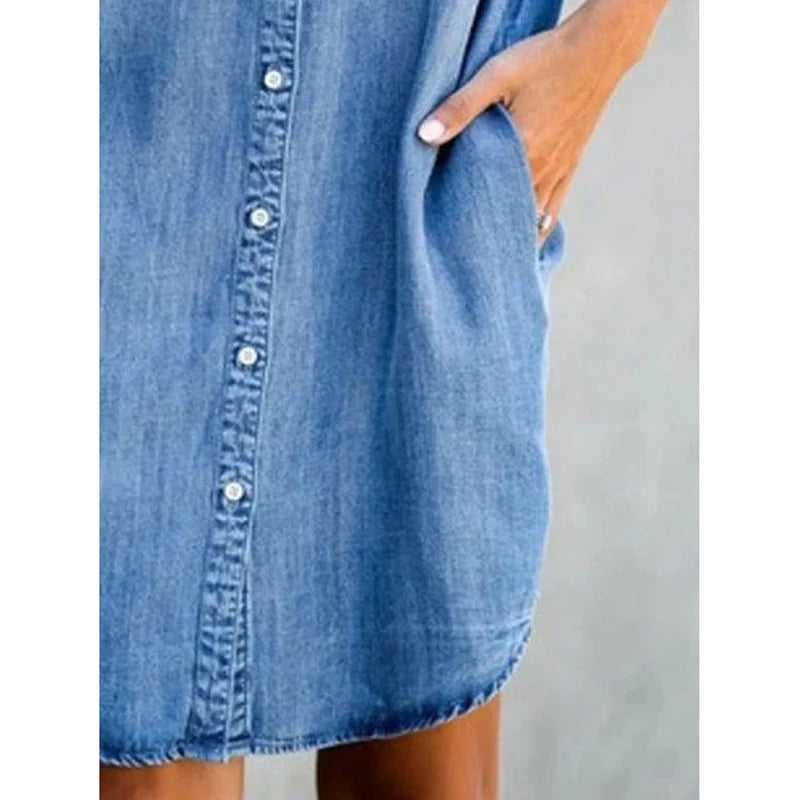 Elara Denim Shirt Dress | Retro Commuter Style"