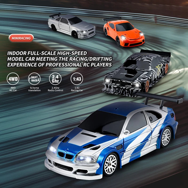 1/43 Mini RC Drift Car – 4WD, 2.4GHz, 30min Playtime, Off-Road Racing Car
